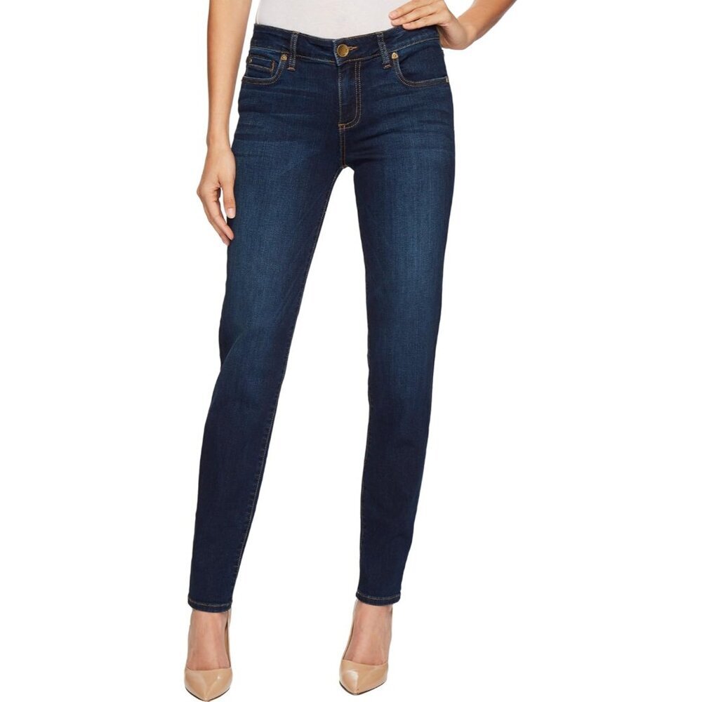 Women’s Cotton Blend Skinny Jeans Zipper Fly Contrast Topstitching